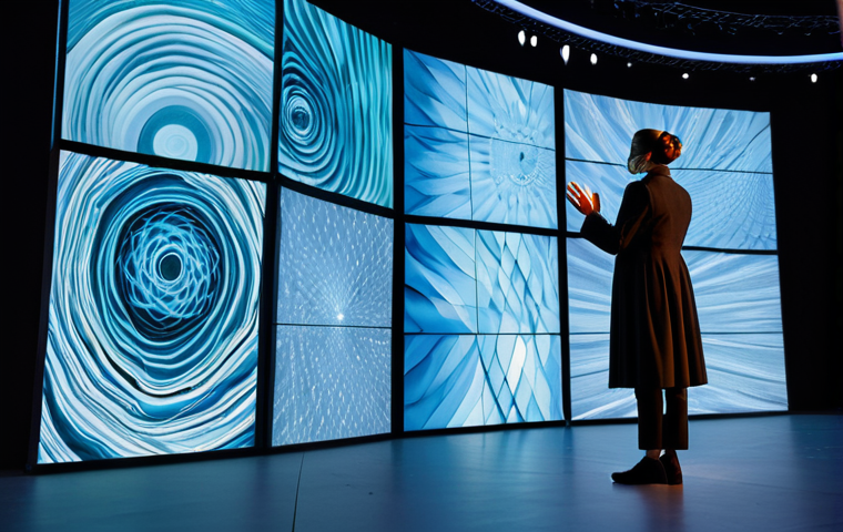 A contemporary performance artist, fully clothed in modest, artistic attire, stands on a minimalist stage, engaged in a captivating, natural pose. Behind them, large, translucent screens display high-definition live streams of diverse global audiences from various time zones, subtly integrated with swirling digital projections and augmented reality elements. The scene is bathed in dynamic, vibrant lighting, evoking a sense of global digital connection and artistic simultaneity. Professional photography, high resolution, cinematic lighting, perfect anatomy, correct proportions, well-formed hands, proper finger count, natural body proportions, professional dress, appropriate attire, safe for work, appropriate content, fully clothed, family-friendly.