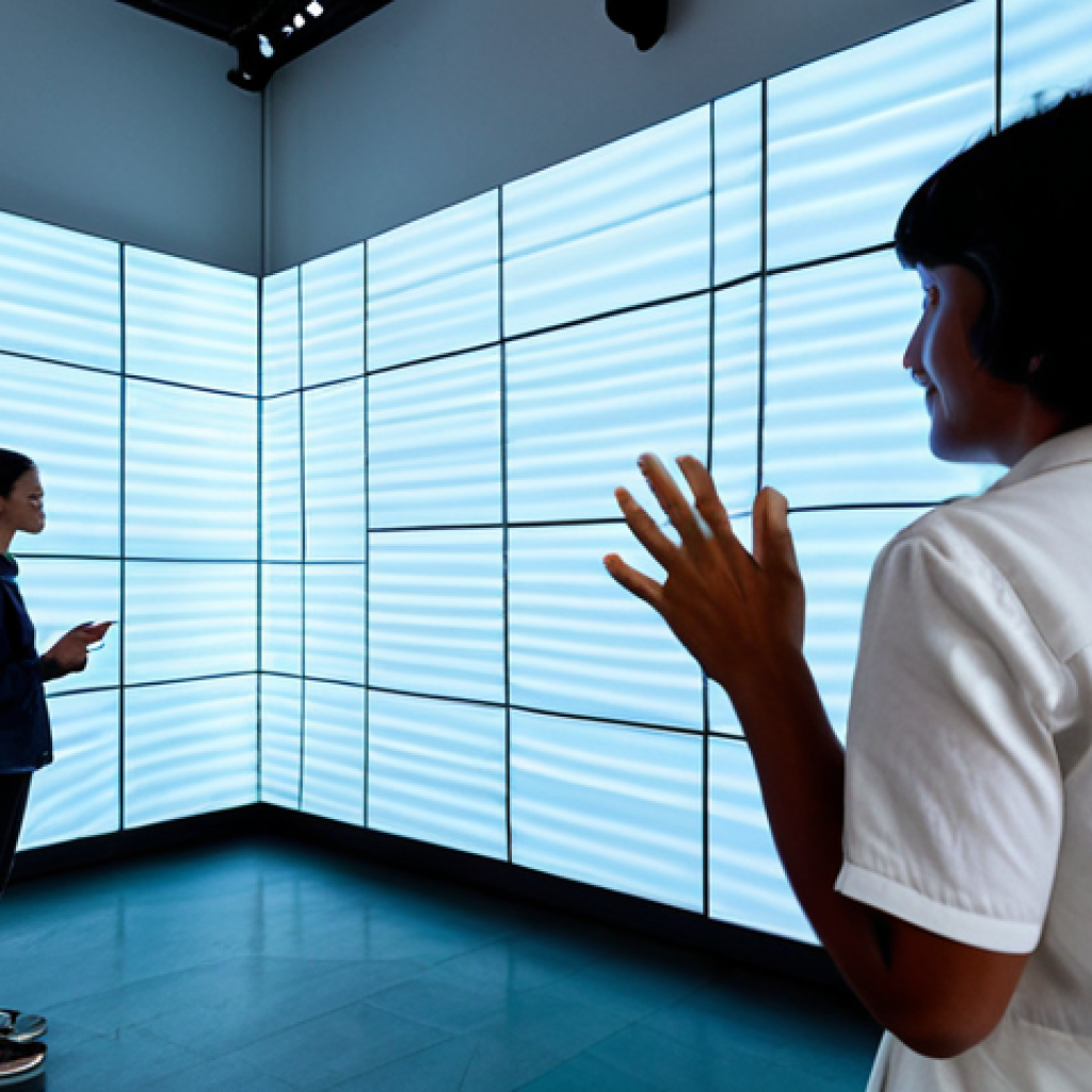 Interactive Art Installation**

"A brightly lit modern art gallery featuring an interactive art installation. Visitors are fully clothed in contemporary fashion, engaging with the artwork which features dynamic light projections on the walls. The light patterns shift and change based on the movement of the viewers. Safe for work, appropriate content, professional photography, perfect anatomy, correct proportions, natural pose, well-formed hands, proper finger count, natural body proportions, fully clothed, family-friendly, modest attire."

**