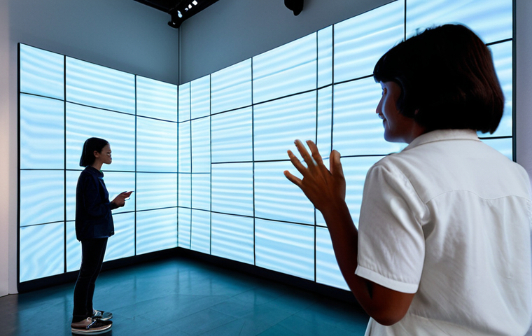 Interactive Art Installation**

"A brightly lit modern art gallery featuring an interactive art installation. Visitors are fully clothed in contemporary fashion, engaging with the artwork which features dynamic light projections on the walls. The light patterns shift and change based on the movement of the viewers. Safe for work, appropriate content, professional photography, perfect anatomy, correct proportions, natural pose, well-formed hands, proper finger count, natural body proportions, fully clothed, family-friendly, modest attire."

**